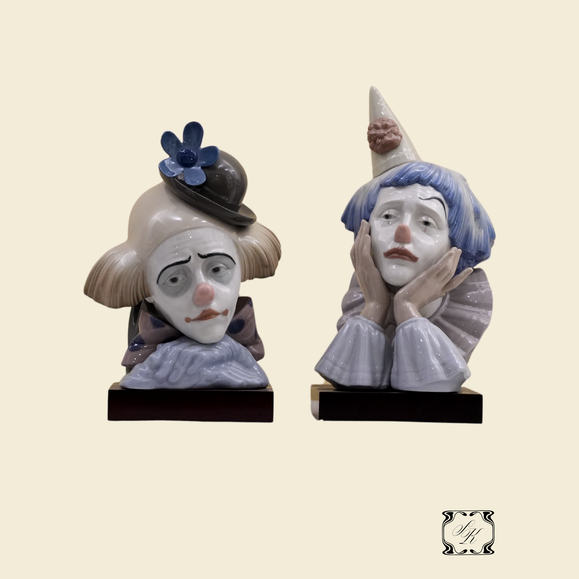 Spanish Contemporary Lladró Porcelain Clown Busts, Late 20th Century